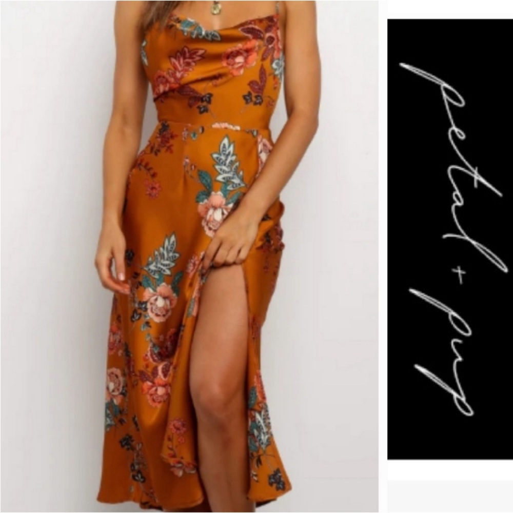 Petal & Pup Orange Cowl Neck Sundress Midi